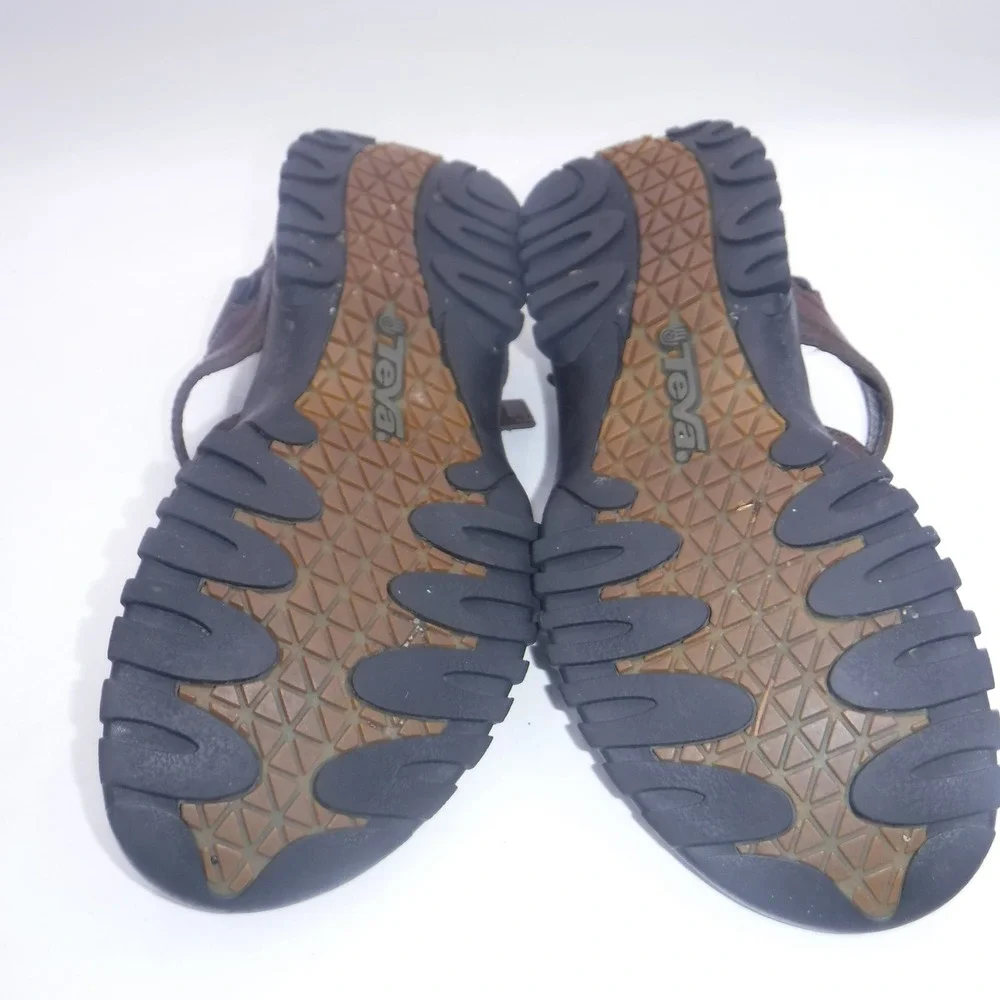 Teva Mens‎ Brown Waterproof Leather Fisherman Sandals Rugged Outdoor Hiking 11